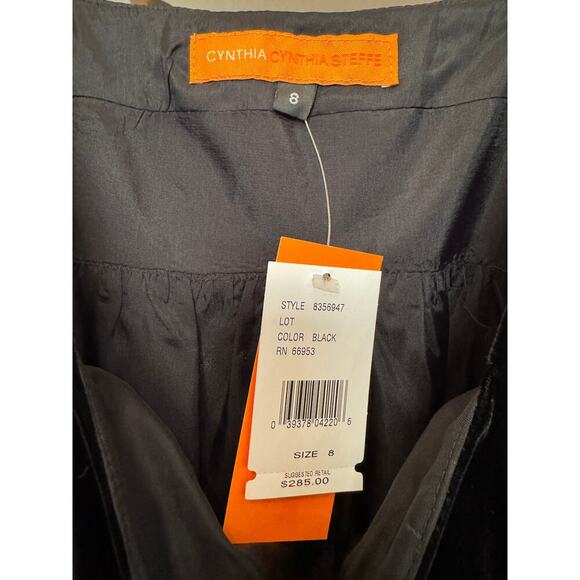 Cynthia Steffe NWT Black Velvet Ruffle Dress 8 Goth Romantic Cocktail Party - Picture 5 of 6